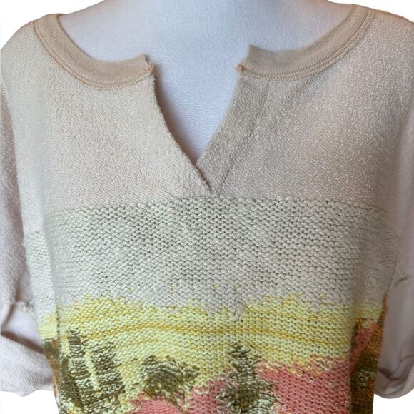 Pilcro Anthropologie Desert Intarsia Sweater Tee Womens Size Medium Cotton - Picture 8 of 15